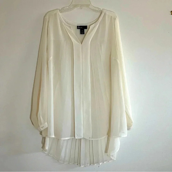 Lane Bryant Tops - Lane Bryant Shirt Womens Plus Cream Sheer Long Sleeve Feminine Romantic 22W